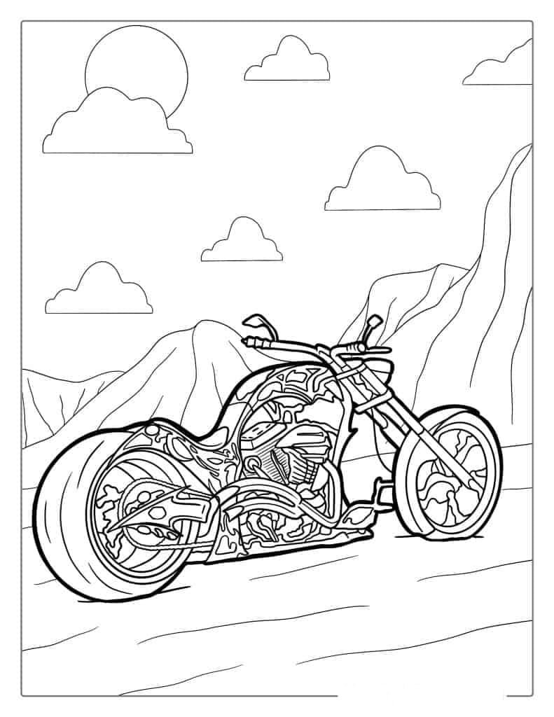 Harley davidson coloring pages printable for free download