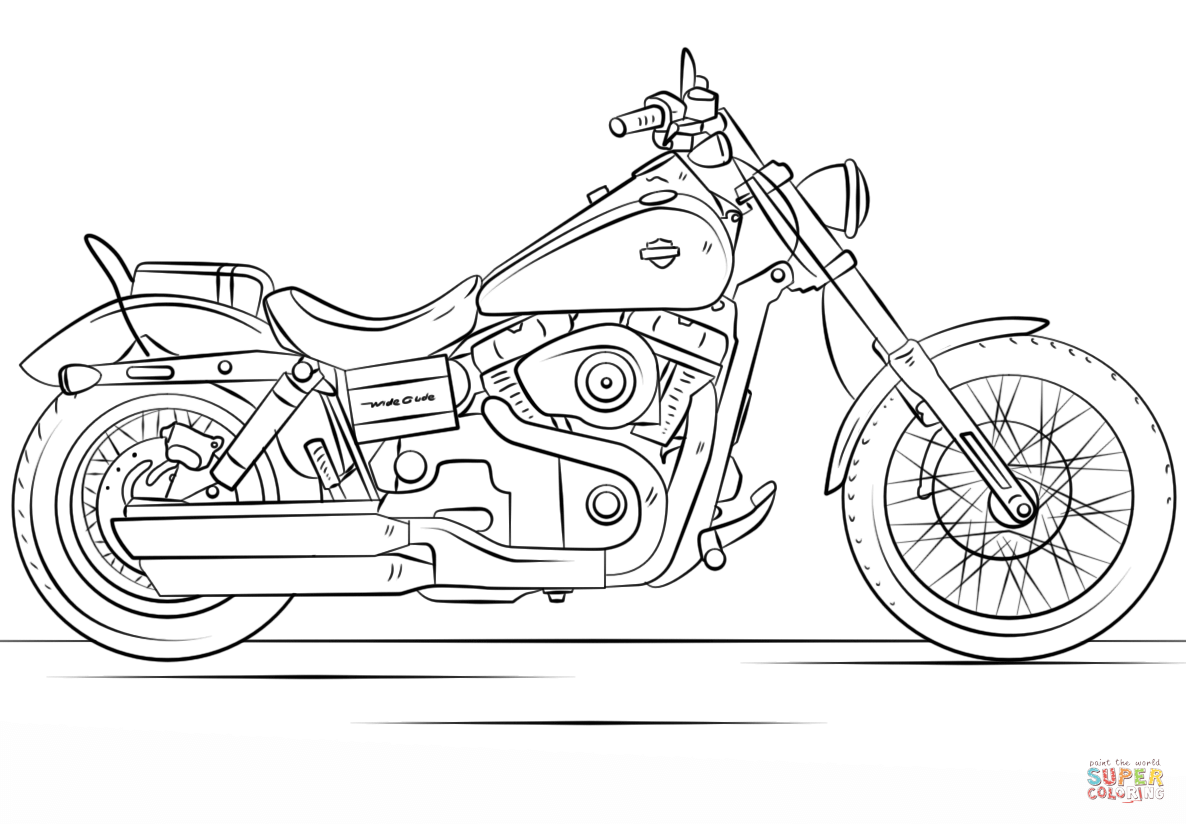 Harley davidson motorcycle coloring page free printable coloring pages