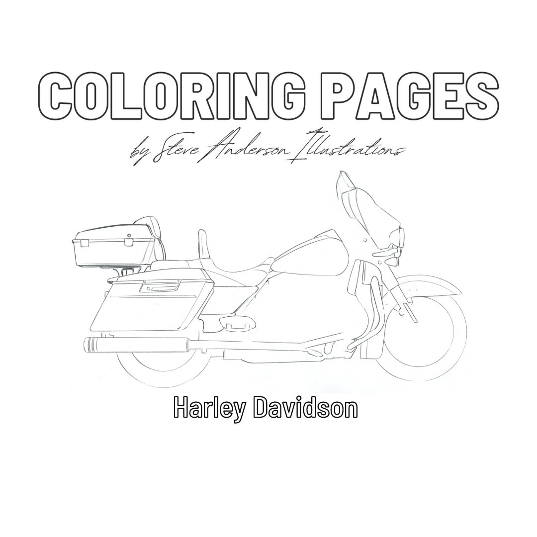 Harley davidson coloring page instant download