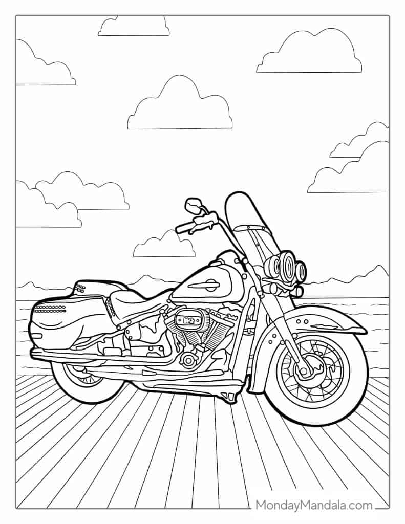 Motorcycle coloring pages free pdf printables