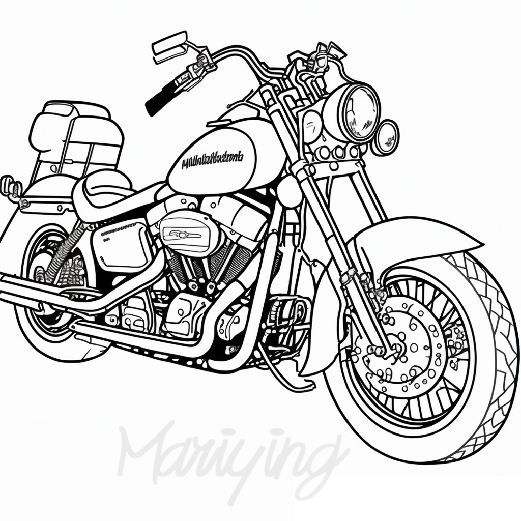 Motorcycle line art coloring page