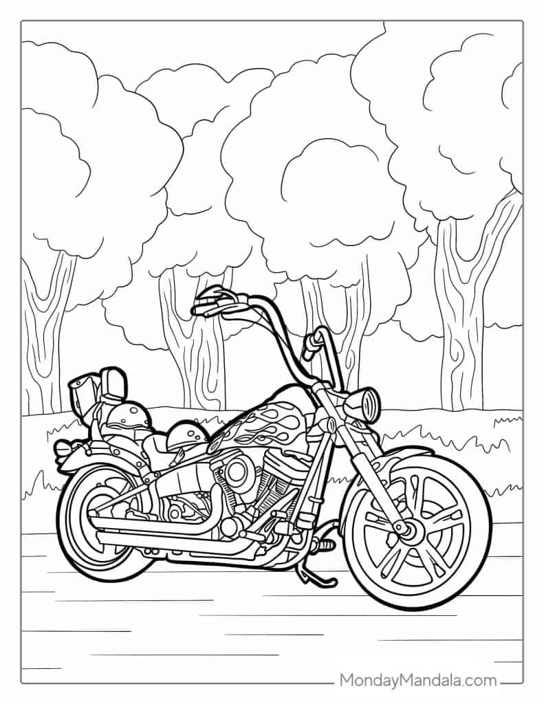 Motorcycle coloring pages free pdf printables