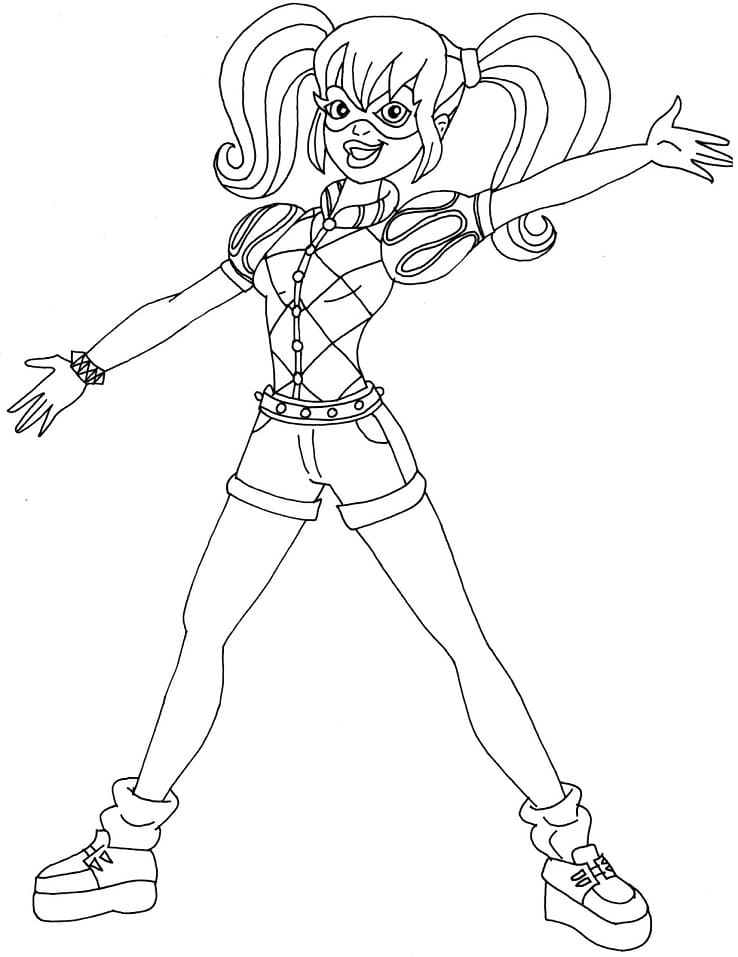 Cartoon harley quinn coloring page