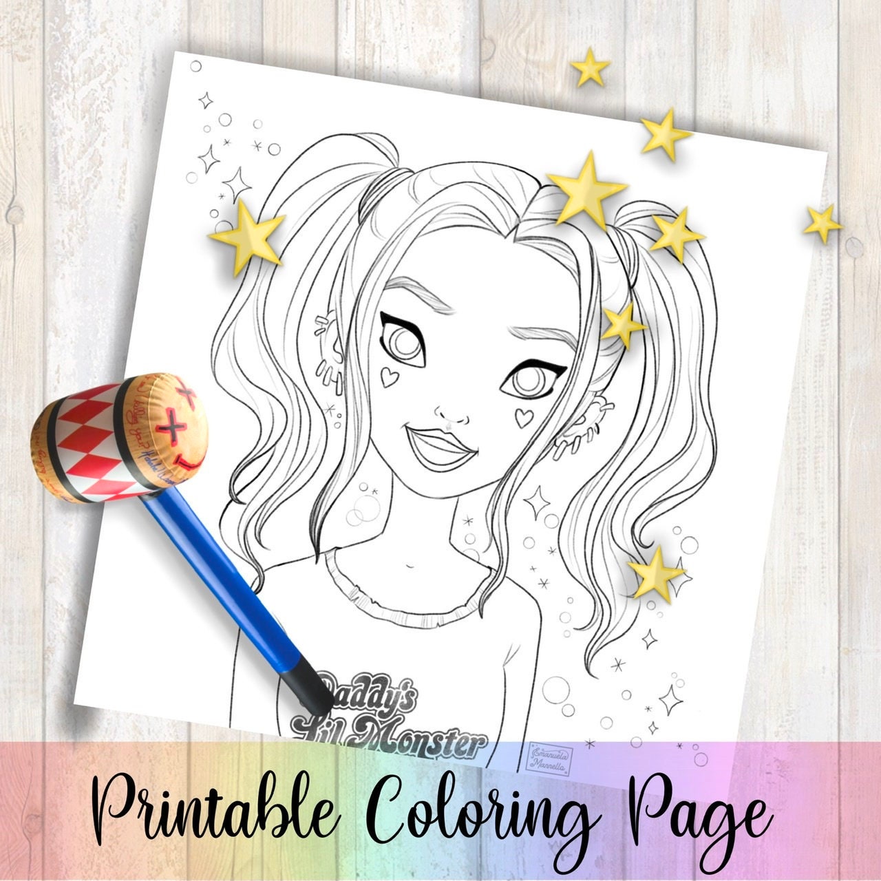 Printable coloring page harley quinn new