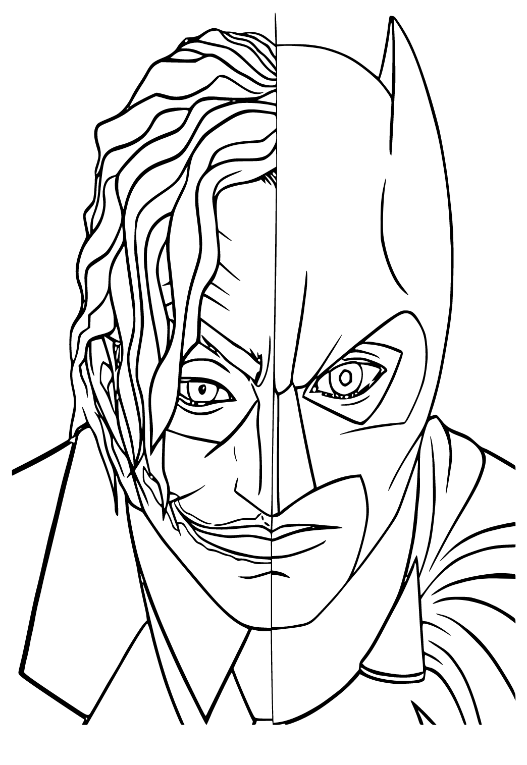 Free printable joker mask coloring page for adults and kids