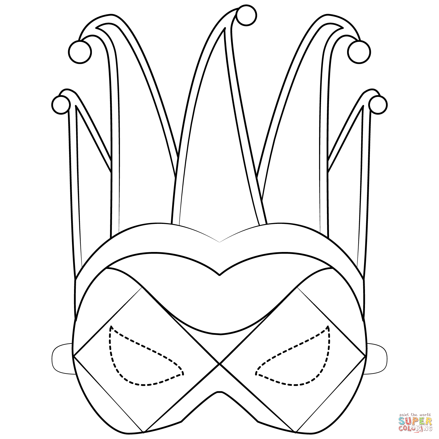 Harlequin mask coloring page free printable coloring pages