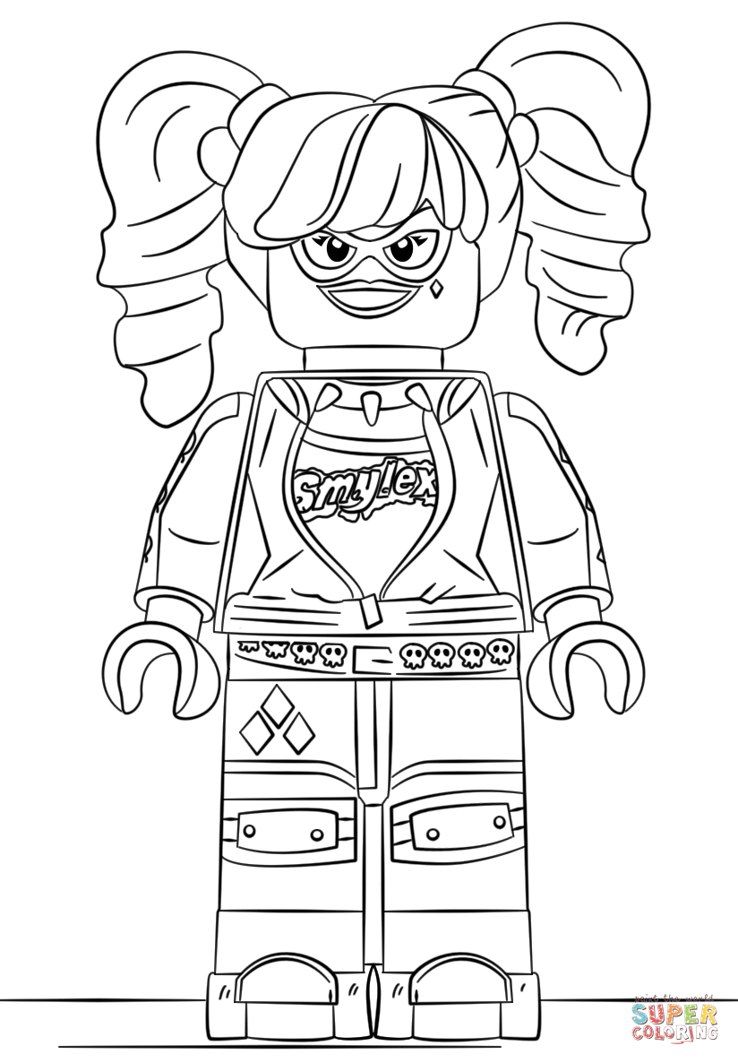 Lego harley quinn coloring page free printable coloring pages