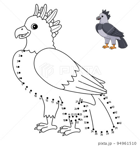 Dot to dot harpy eagle isolated coloring page