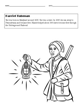 Harriet tubman coloring page by l thomas tpt