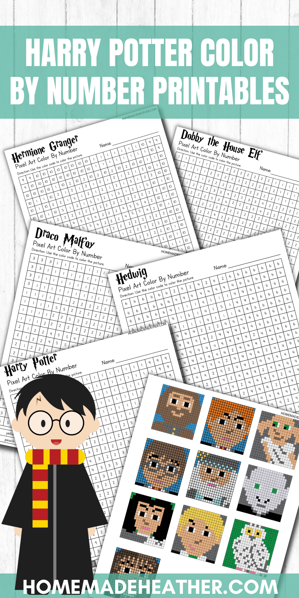 Free harry potter color by number printables homemade heather