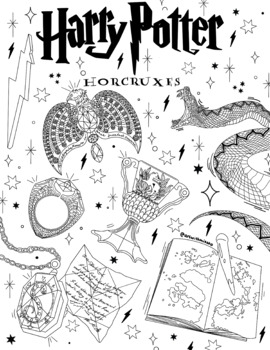 Harry potter inspired horcrux coloring sheet by artwithmissko tpt