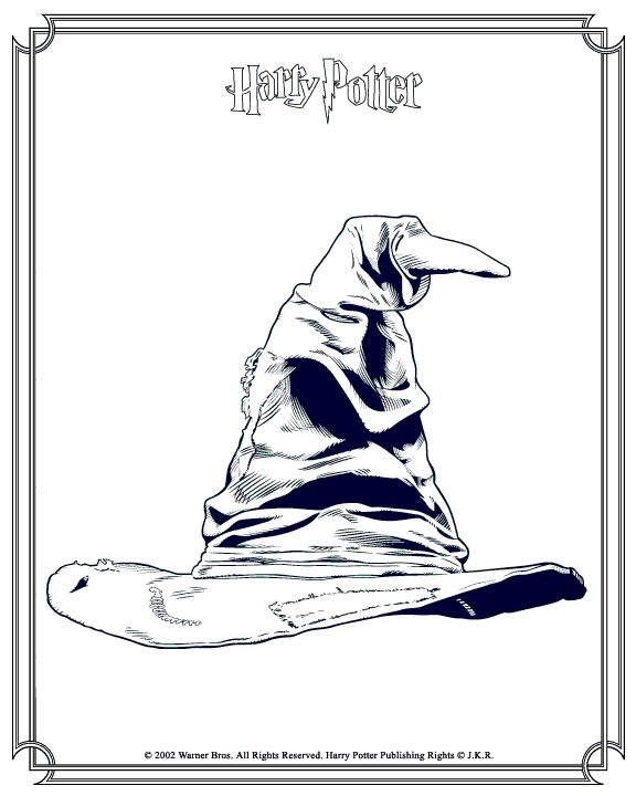 Sorting hat coloring pg for six thinking hats anchor chart harry potter chapãu seletor sala de aula harry potter desenhos harry potter