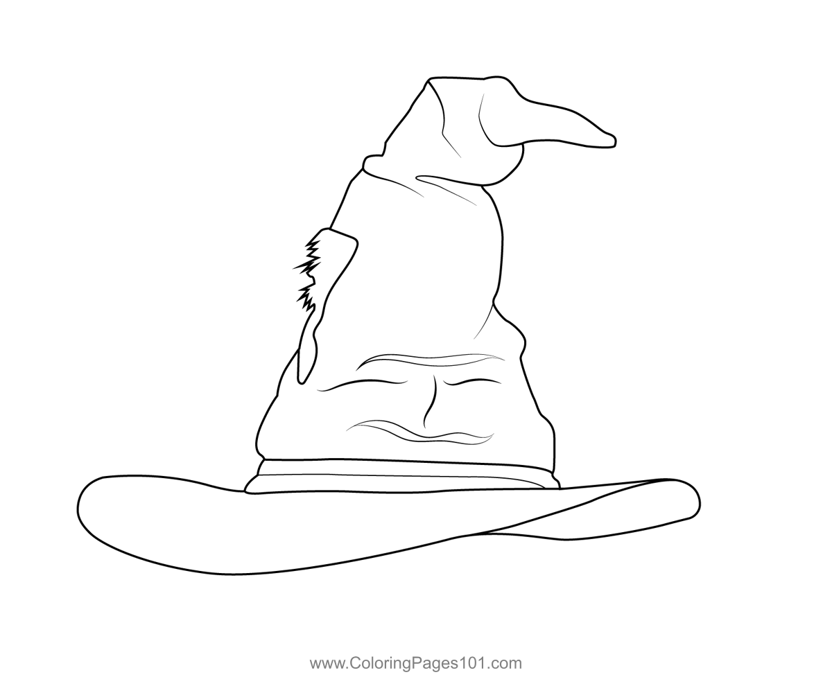 Sorting hat harry potter coloring page for kids