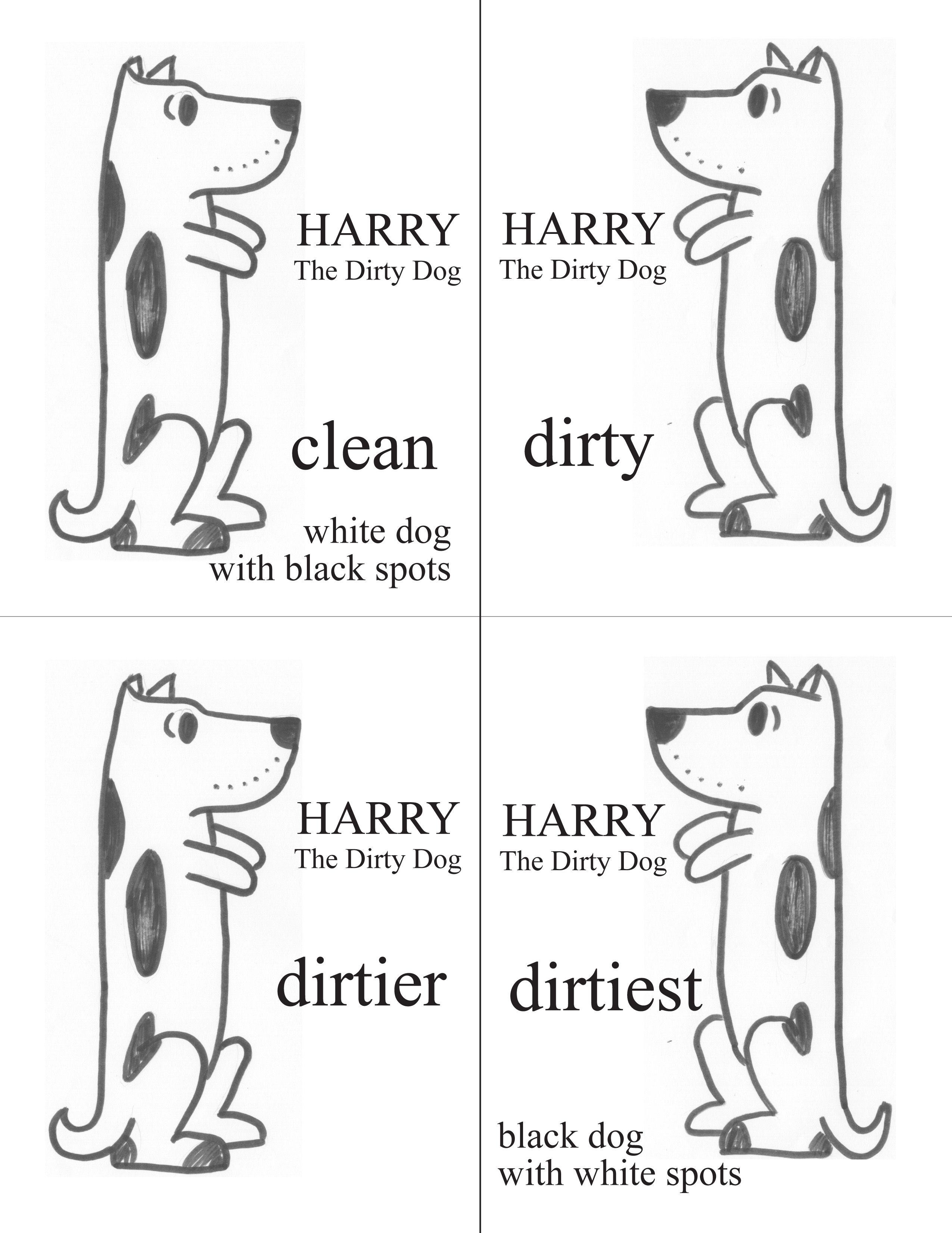 Harry the dirty dog activity have the kids make him dirty dirtier and dirtiest with mixing black and white paint oâ dirty dog dog activities dog coloring page
