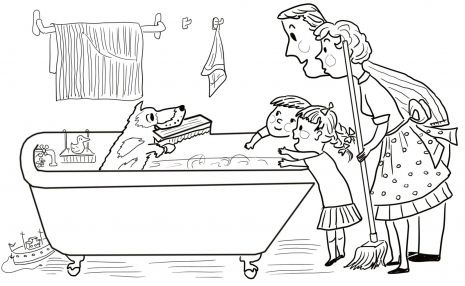 Harry the dirty dog in the bathroom coloring dirty dog dog coloring page pets preschool