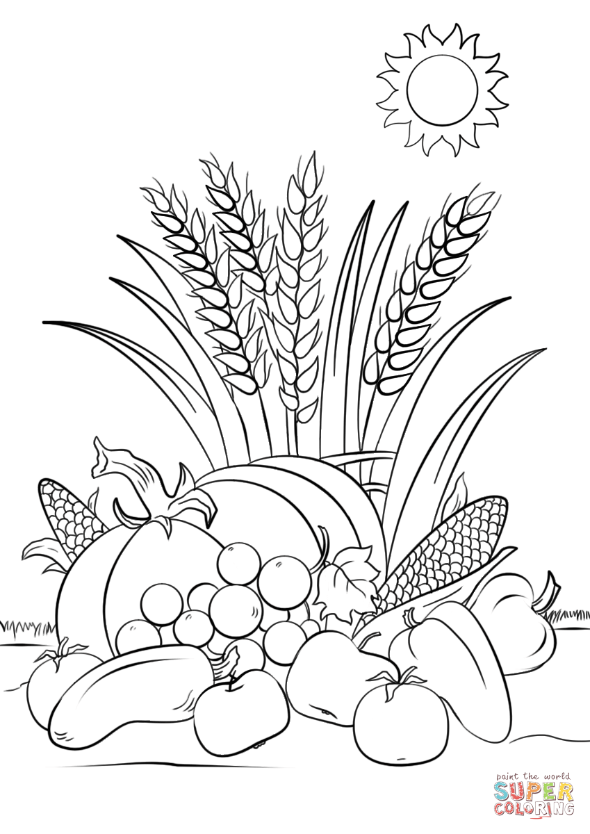 Fall harvest coloring page free printable coloring pages