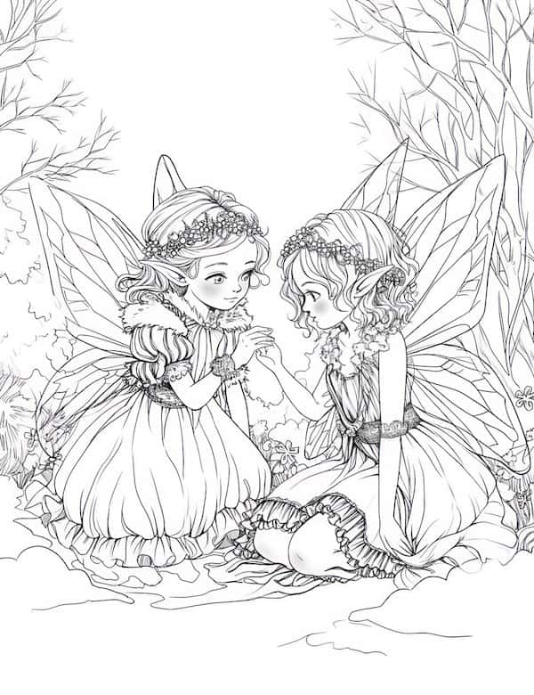 Fascinating fairy coloring pages for adults