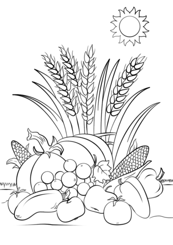 Fall harvest coloring page free printable coloring pages