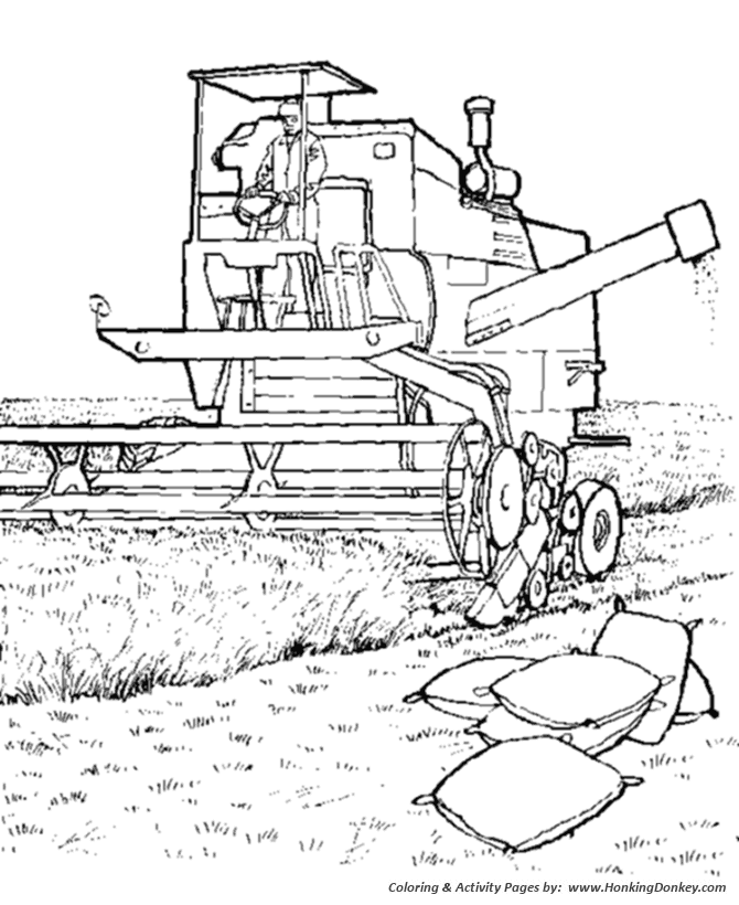 Farm equipment coloring pages printable harvester machine coloring page and kids activity sheet