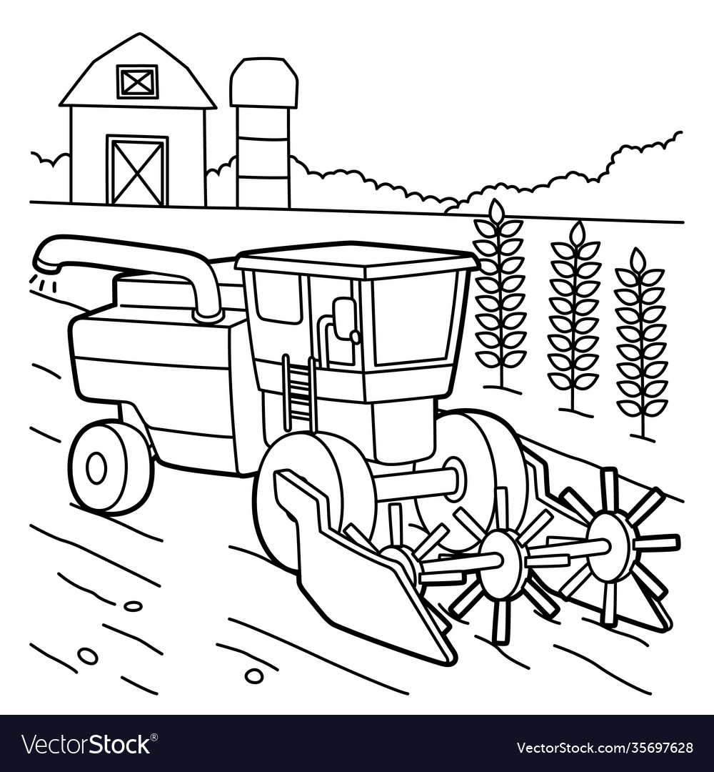 Bine harvester coloring page royalty free vector image