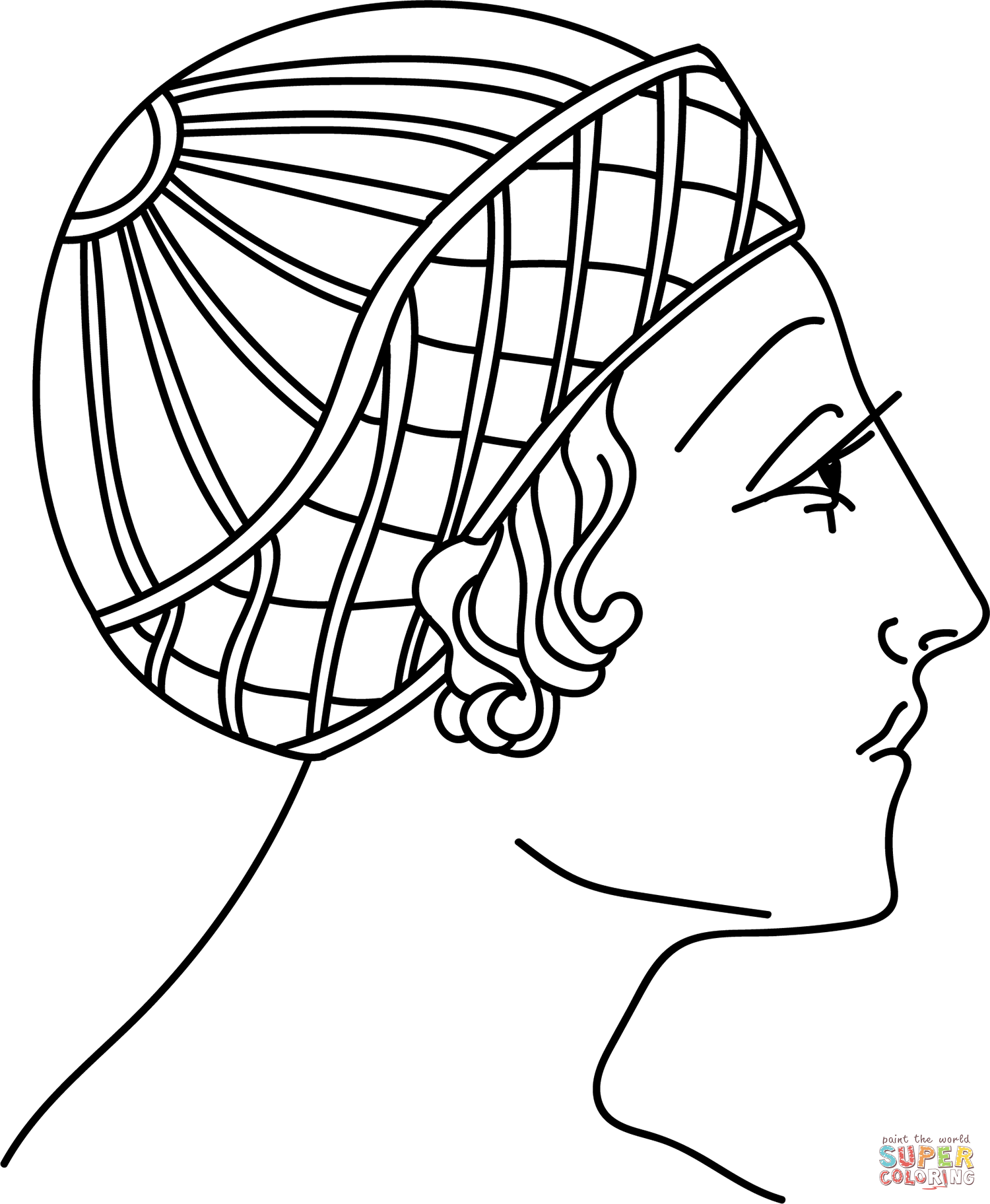 Ancient greek womans coiffure with ball