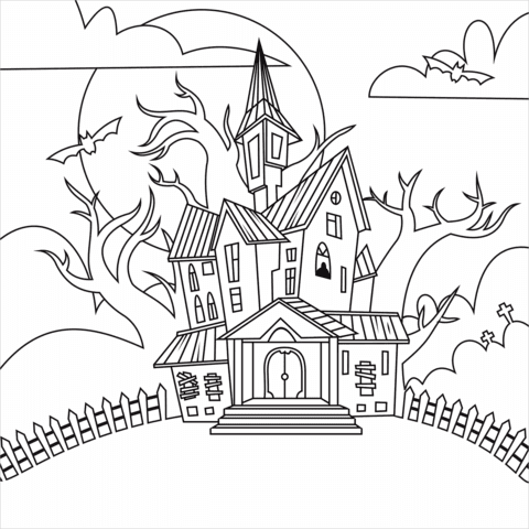 Coloring pages haunted house coloring pages for adults