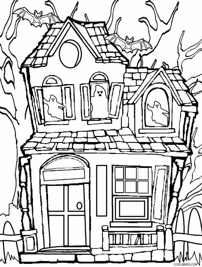 Printable haunted house coloring pages for kids coolbkids halloween coloring pages printable house colouring pages halloween coloring pages
