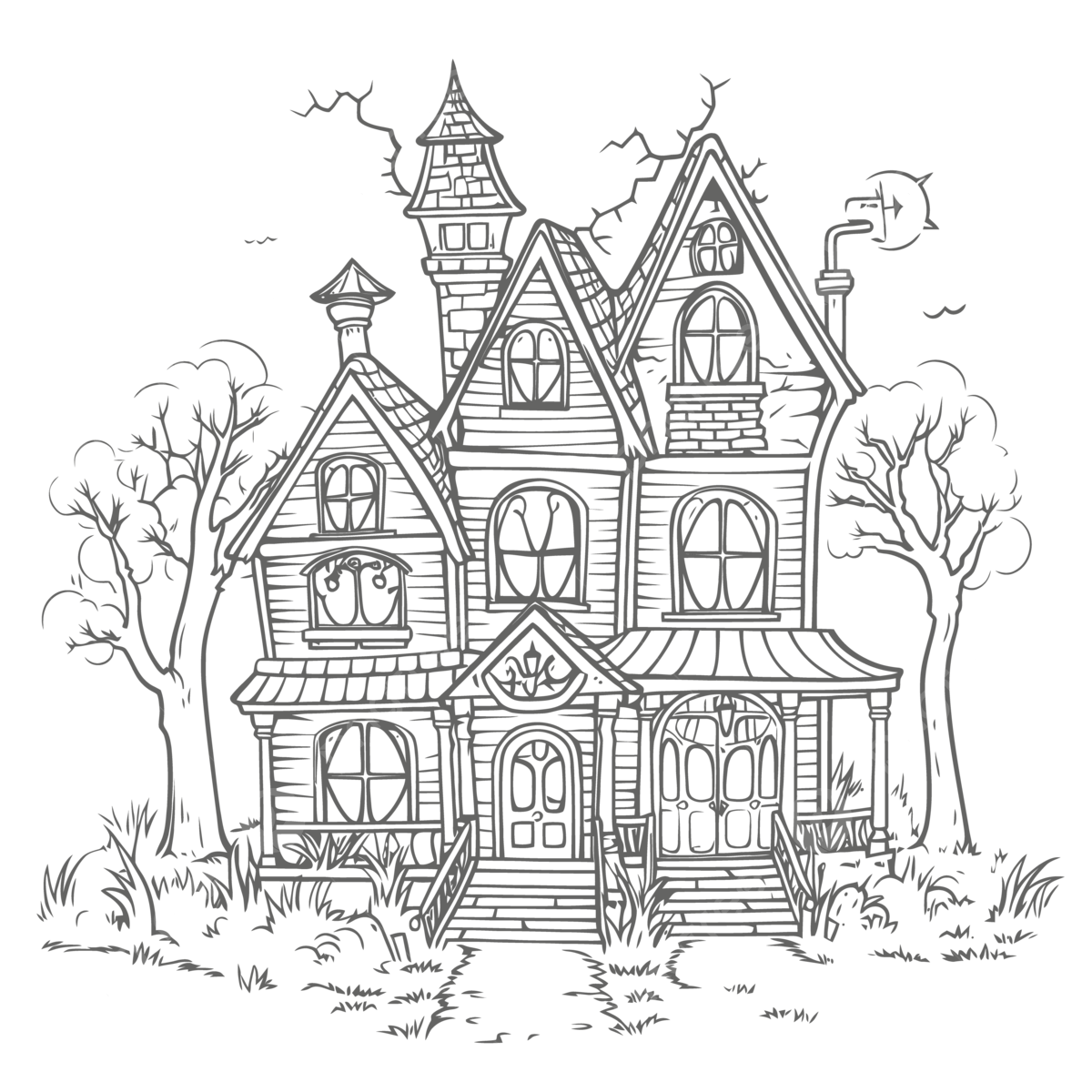 Drawing of a halloween house coloring page outline sketch vector house drawing halloween drawing wing drawing png and vector with transparent background for free download