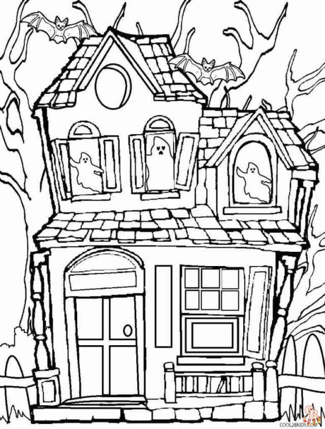 Spooky fun with haunted house coloring pages