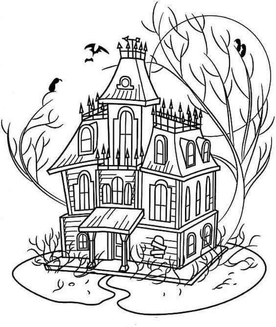 Printable haunted house coloring pages pdf