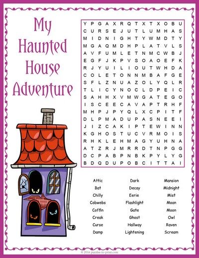 Free printable haunted house word search halloween worksheets halloween word search halloween words