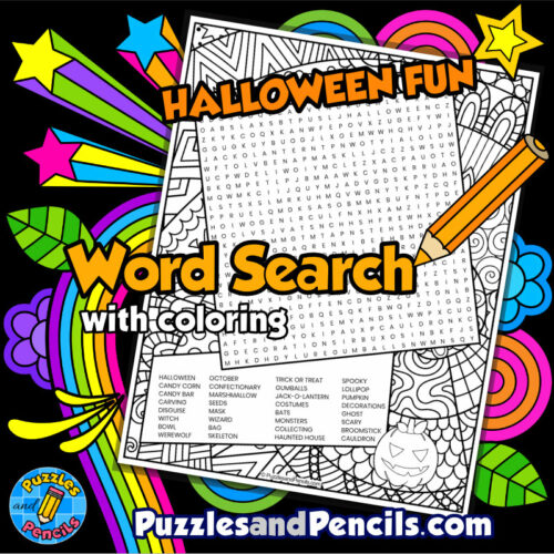 Halloween fun word search puzzle with coloring halloween wordsearch made by teachers