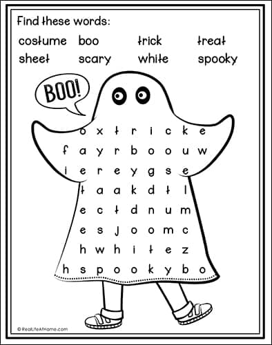 Easy halloween word search free printables for kids