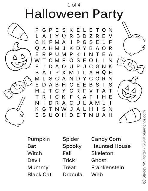 Spooky word find activity sheet for halloween fun