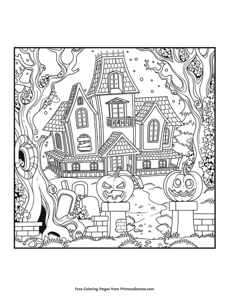 Haunted house coloring page â free printable pdf from