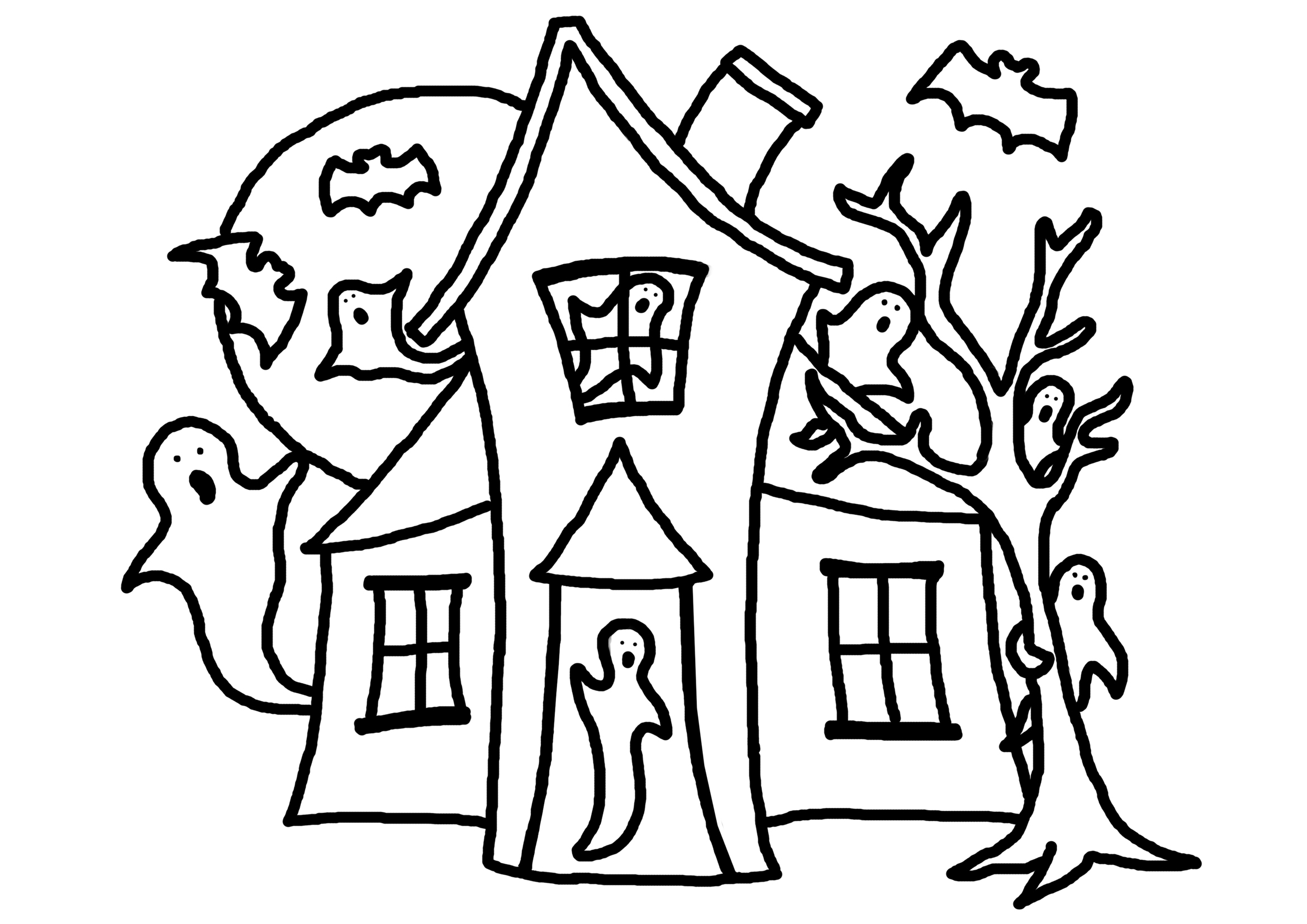 Free printable haunted house coloring pages for kids