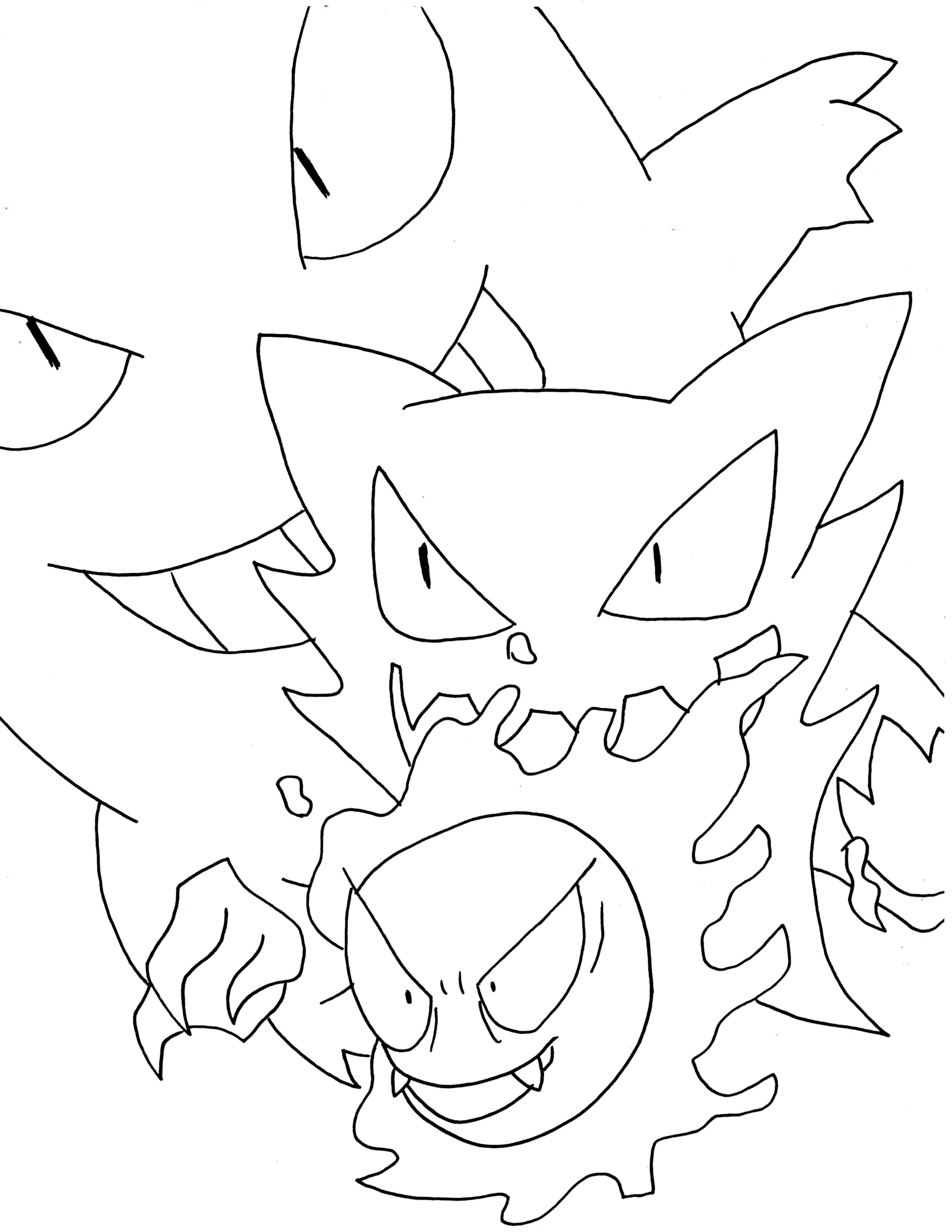 Gastly haunter and gengar coloring page by fbombheart on
