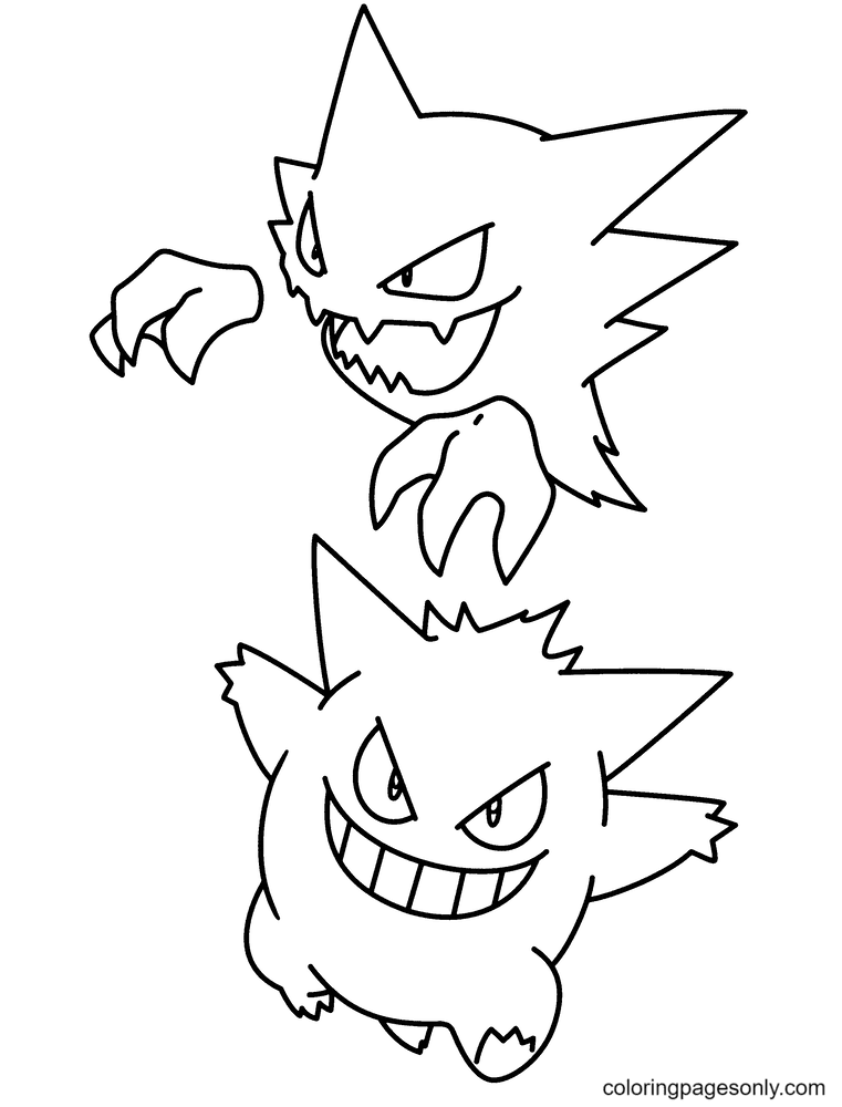 Gengar coloring pages printable for free download