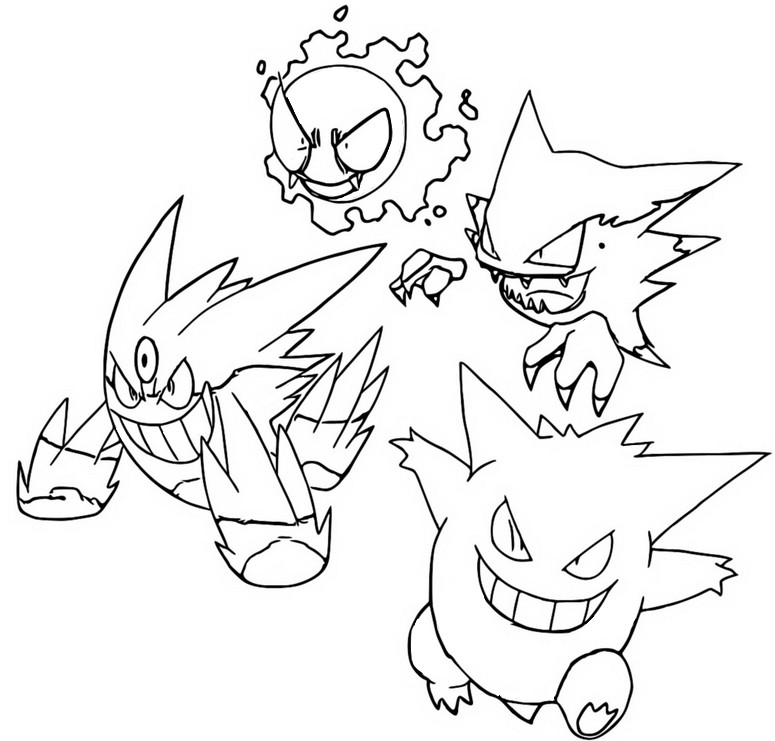 Coloring pages pokãmon gengar