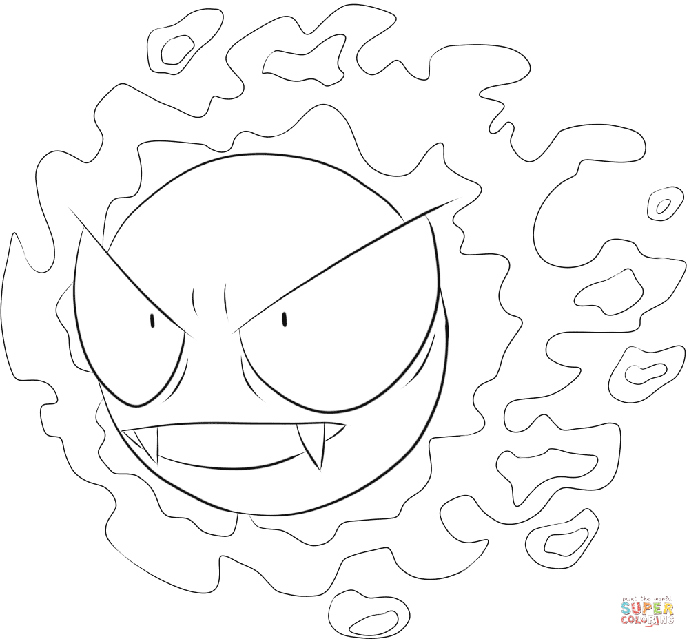 Gastly coloring page free printable coloring pages