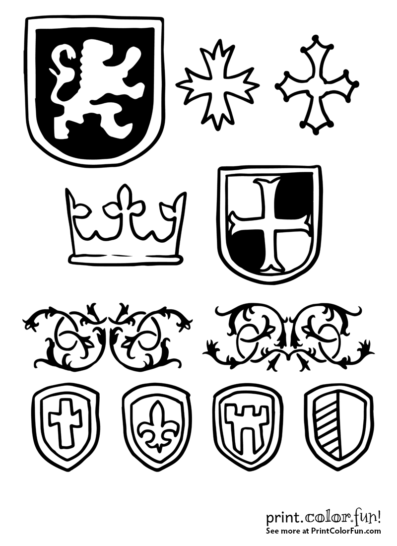 Medieval designs and coats of arms at