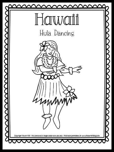 Hawaii hula dancing coloring page free printable â the art kit