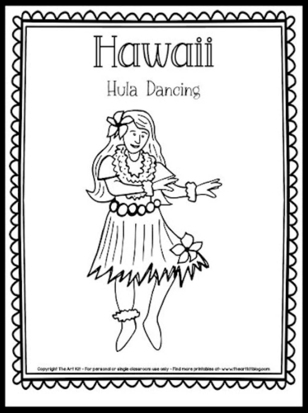 Hawaiian hula dancer coloring page free homeschool deals