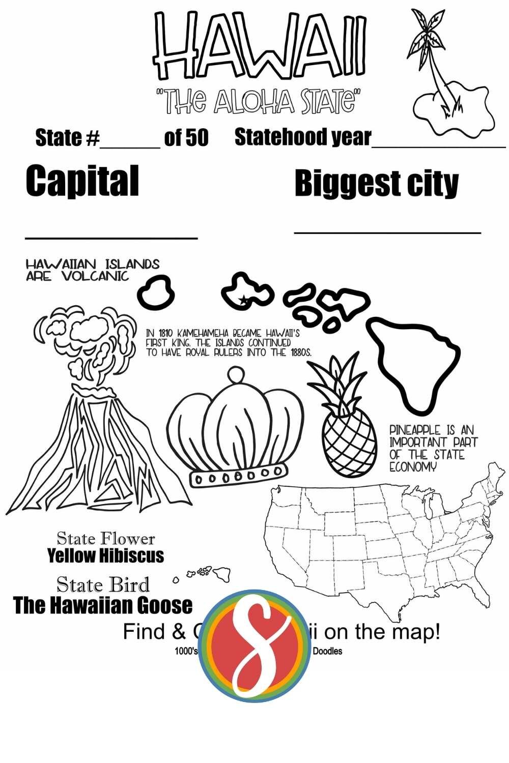 Free hawaii coloring pages â stevie doodles