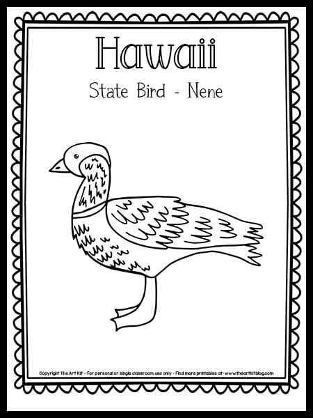 Hawaii state bird coloring page the nene free printable â the art kit