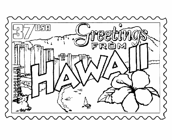 Hawaii postcard coloring flag coloring pages coloring pages flower coloring pages