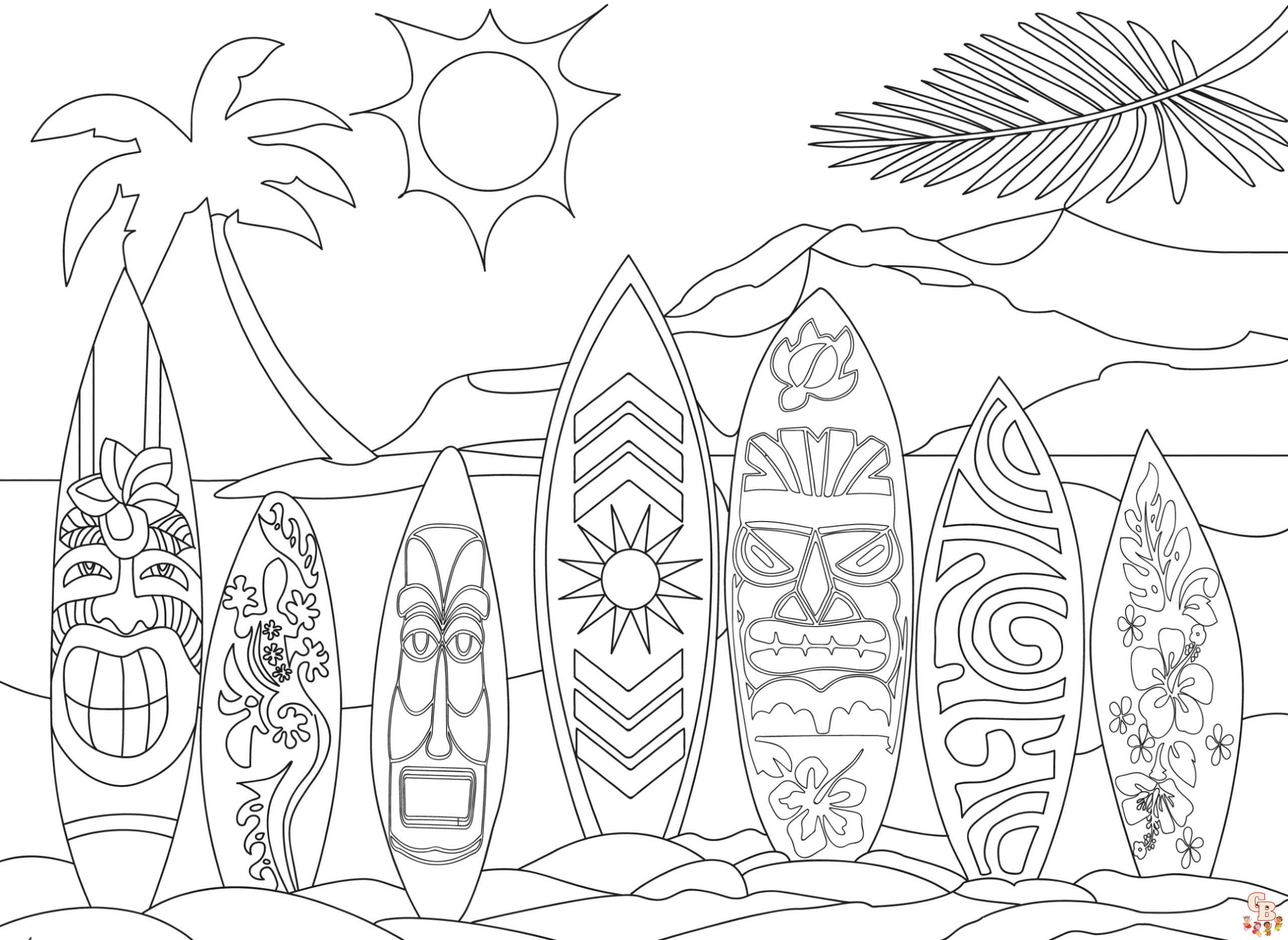 Printable haiwaii coloring pages free for kids and adults