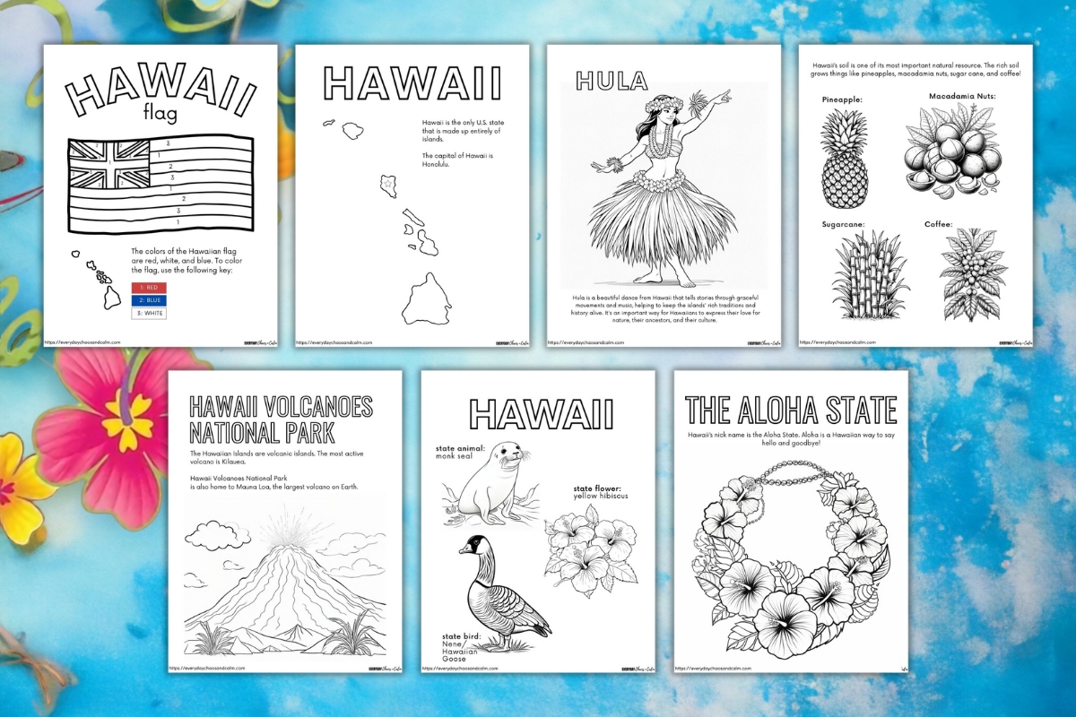 Free educational hawaii coloring pages for kids