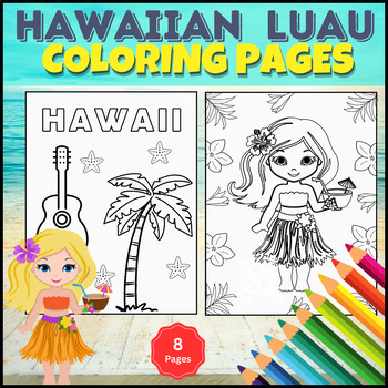 Hawaiian tropical luau party coloring pages