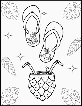 Hawaiian tropical luau party coloring pages